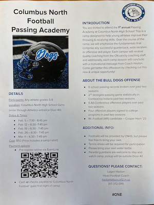 North football to host Passing Academy for 5th-8th graders cover photo