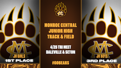 Girls 1st, Boys 3rd; Junior High Track & Field vs. Daleville, and Seton cover photo