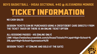 Boys Basketball - IHSAA Sectional #40 Ticket Information cover photo