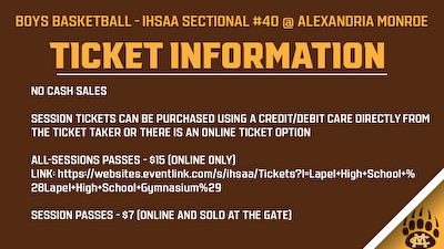 Boys Basketball - IHSAA Sectional #40 Ticket Information cover photo