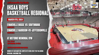 Boys Basketball to face Evansville Harrison in IHSAA Regional Title Game Saturday! cover photo
