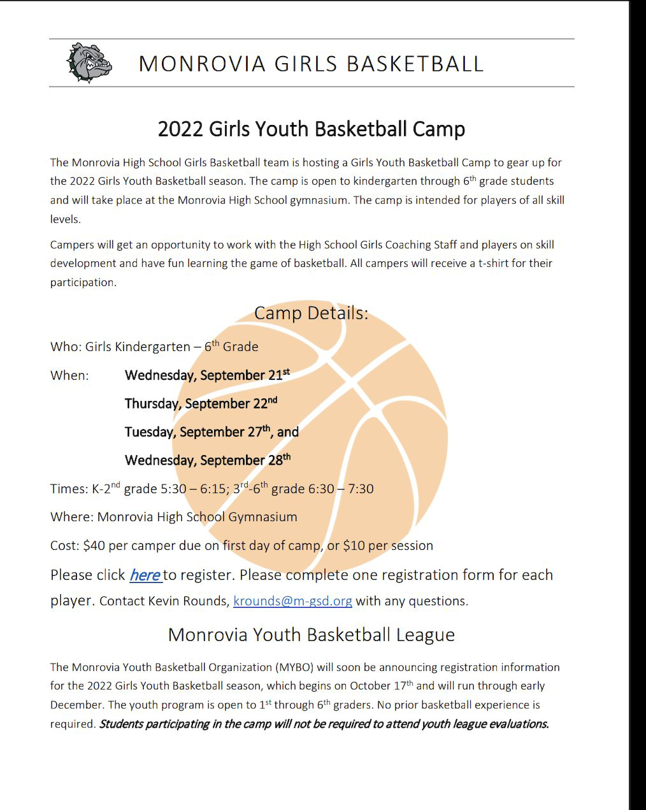 Girls Youth Basketball Camp cover photo
