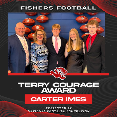 Carter Imes is awarded the Terry Courage Award by the National Football Federation cover photo