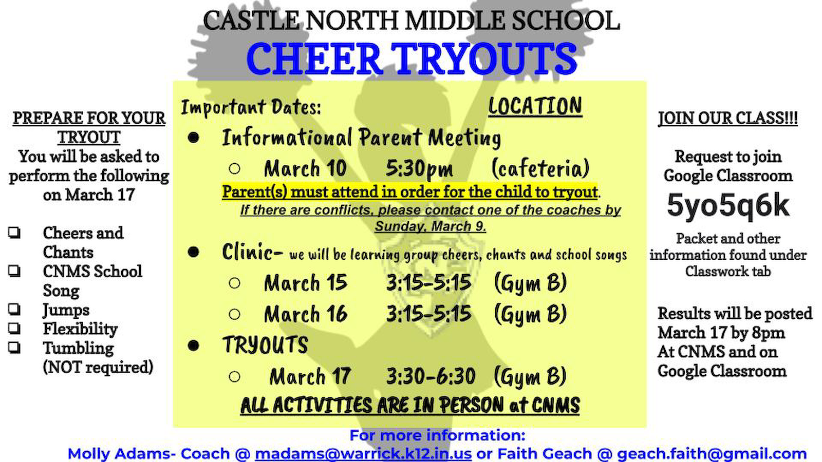 2022-2023 CNMS Cheer Tryout Information cover photo