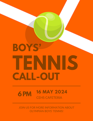 Columbus East Boy's Tennis Call-Out Meeting - May 16th cover photo