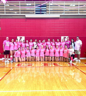 Volleyball - Lady Pilgrims Defeat Michigan City In PINK OUT cover photo