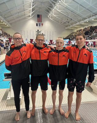 Slicers Swimming Smashes LaPorte Medley Relay Record at State Championship Prelims cover photo