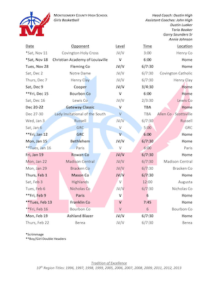Girls Basketball Schedule Released cover photo