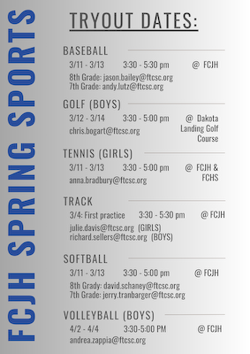 Spring Sports Starting Dates cover photo