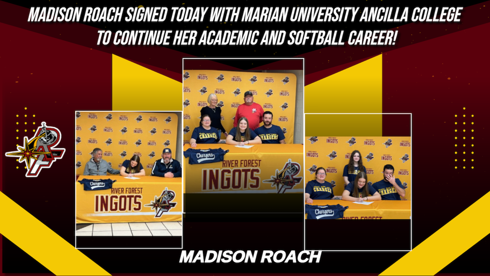 Madison Roach signed with Marian University Ancilla today to continue her academic & softball career gallery cover photo